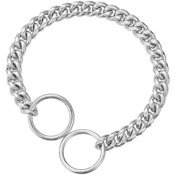 Spot hot-selling 10mm gold stainless steel dog necklace P chain titanium steel collar 25cm10inch серебряный