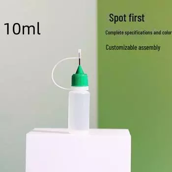 Spot LDPE 10ml Needle Bottle for UV Glue, Soft Caulking, Black Plastic Pinhole Design 10ml clear bottle with black cap