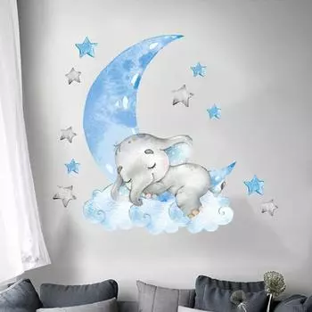 Спящие Лунные Животные Diy Для Детской Комнаты 3d Домашний Декор Наклейки На Стены Лунные Наклейки Наклейки На Стены