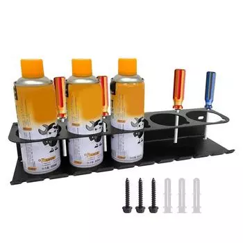 Spray Bottle Holder 5 Hole Tool Storage Rack Wall Mounted Stainless Steel Storage Rack Aerosol Holder for Home Tool Storage чёрный