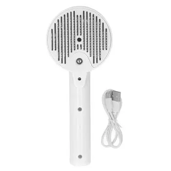 Spray Cat Brush for Shedding Soft Brush Teeth Skin Friendly Release Button Hair Removal Comb for белый
