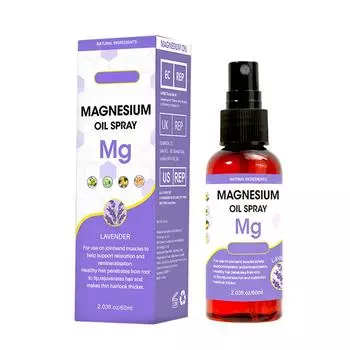 Спрей с магниевым маслом для релаксации тела с лавандой, улучшение сна, мышечная боль Спрей с магниевым маслом для тела 60 мл фиолетовый