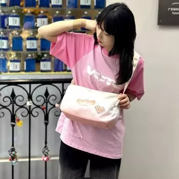 Spring 2025 Gradient Canvas Messenger Bag for Women - Dopamine Pillow Design синий