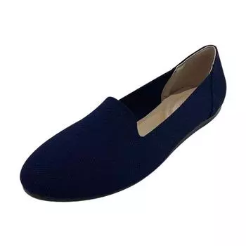 Spring and Autumn 2024 New Outwear Solid Color Oversized Shallow Cut Shoes Women s Knitted Comfort Flat Shoes Women Size 34-43 34 синий