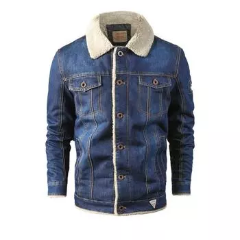 Spring and Autumn Casual Men s Winter Fleece Denim Jacket Men s Lapel Large Size Loose Jacket Men s Versatile M