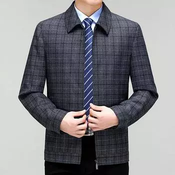 Spring and autumn high-end jackets for middle-aged men and dads, wool jackets, middle-aged and elderly lapel wool leader cadre tops 170