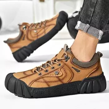 Spring and Autumn Hiking Shoes Outdoor Shoes Breathable Hiking Non-Slip Wear-Resistant Leather Low Top Mountain Climbing Shoes 38