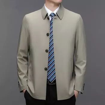Spring and Autumn Jacket Men s Thin Lapel Lapel Casual Loose Dad Jacket Men s Large Size Business Jacket M