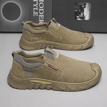 Spring and autumn labor insurance shoes men s steel-free baotou soft-soled shoes one pedal construction site wear-resistant work shoes casual versati 39 серый