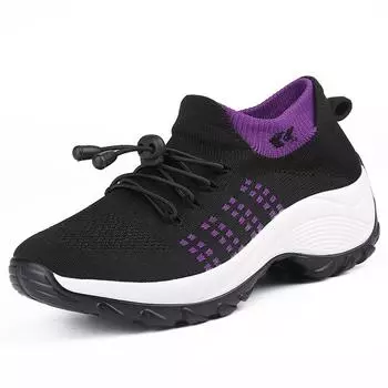 Spring and autumn lace-up mesh shoes women s casual shoes Fashion light breathable walking sneakers flat shoes plus size 35