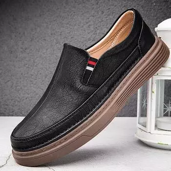 Spring and Autumn Luxury Loafers Men s Slip-on Thick-soled Shoes Fashion Business Formal Outdoor Leather Shoes with Thick Soles 37 бежевый
