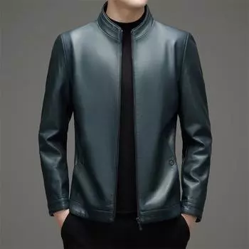 Spring and autumn men s genuine leather jacket middle-aged stand-up collar sheepskin jacket casual dad jacket 170