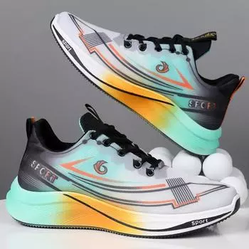 Spring and Autumn Men s Mesh Platform Sports Running Shoes Round Head Lace-up Fashion Casual Shoes Candy Color Student Shoes 39
