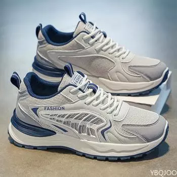 Spring and Autumn Men s Shoes New Breathable Mesh Trendy Casual Dad Shoes Versatile Vulcanized Running Shoes Men s Flat Bottom 39