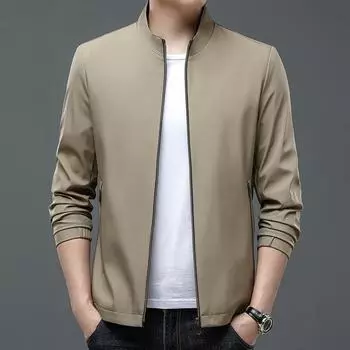 Spring and autumn middle-aged men s jacket thin casual breathable loose solid color middle-aged and elderly handsome dad jacket M