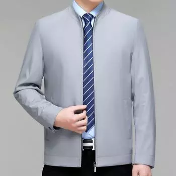 Spring and Autumn New Business Casual Men s Stand Collar Jacket Middle-aged Loose Dad s Large Size Jacket Thin Top 170