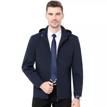 Spring and Autumn New Genuine Jacket Men s Business Casual Men s Middle-aged Hooded Jacket Jacket Dad s Clothing 170