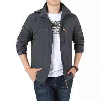 Spring and Autumn New Jacket Hooded Windbreaker Outdoor Loose Breathable Thin Casual Top Charge Jacket 5XL хаки