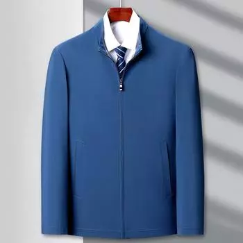Spring and autumn new jacket men s solid color stand collar middle-aged and elderly versatile zipper dad jacket coat thin top 165