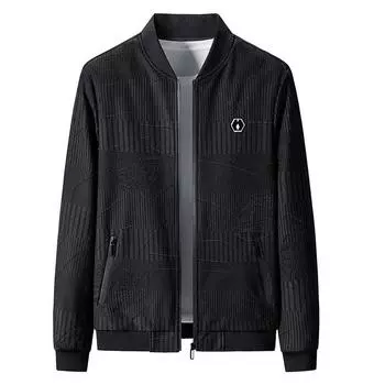 Spring and Autumn New Jacket Men s Casual Business Light Luxury Men s Jacket Thin Loose Baseball Collar Versatile Large Size M чёрный