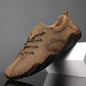 Spring and Autumn New Men s Large Size Handmade Outdoor Lightweight Wear-resistant Casual Men s Shoes 38 чёрный