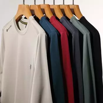 Spring and Autumn New Men s Long Sleeve T-Shirt Middle-aged and Young Anti-Wrinkle Non-ironing Long Sleeve Top M