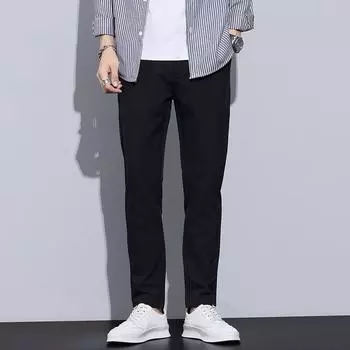 Spring and Autumn New Straight Trousers for Men for Business Formal Decoration Casual Suit Trousers for Men 28 чёрный