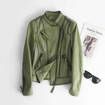 Spring and Autumn New Women s Genuine Leather Jacket Sheepskin Slim Fit Versatile Motorcycle Jacket M