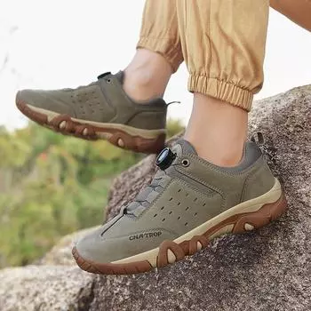 Spring and autumn rotating buckle mesh breathable men s shoes outdoor low-top sports and leisure shoes new non-slip and wear-resistant hiking shoes 39