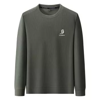 Spring and Autumn Thickened Crew Neck Long Sleeve Bottom Shirt Middle-aged Business Casual Fashion Warm Dad Clothing M серый
