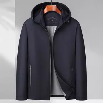 Spring and Autumn Thin Removable Hood Milk Silk Men s Jacket Young and Middle-aged Men s Casual Jacket M
