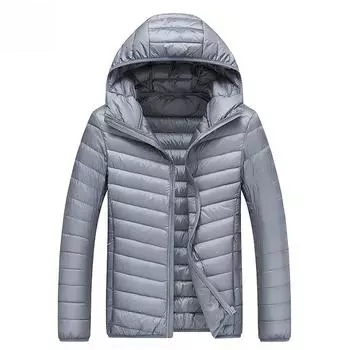Spring and Autumn Warm Light White Duck Down Slim Tide Stand-up Collar Sports Casual Jacket M серый