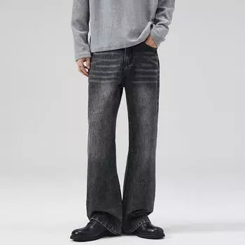 Spring and Summer American Fried Gray Black Beef Lightning Jeans Men s Straight Loose Trousers S