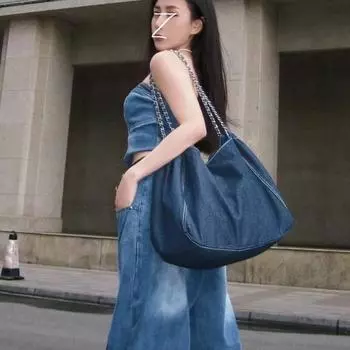 Spring and Summer Canvas Bags Are Versatile, Large-capacity Crossbody Bags, and Single-shoulder Bags for Students To Commute To School At 8 A.m синий
