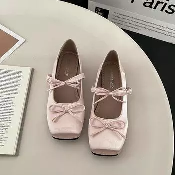 Spring and summer fashion versatile Mary Jane shoes comfortable ladyshoes square head inner height increase flat sole shoes 35