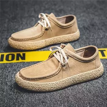 Spring and Summer Frosted Leather Men s Trendy Shoes, Soft-soled Casual Shoes, Men s Pedal Peas Shoes, Men 44 хаки