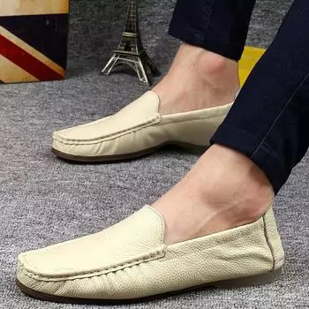 Весенние и летние мужские повседневные туфли Gommino из натуральной кожи, универсальные британские туфли без застежек, удобные туфли для вождения, складные балетки 38