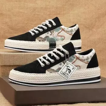 Spring and summer men s shoes 2024 new flat baseplate shoes trendy cloth shoes men s low-top casual trendy shoes students and teenagers 39