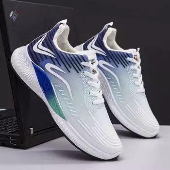 Spring and summer men s shoes running breathable sports shoes middle school students popular casual high-end round head trend versatile men s shoes 39 синий