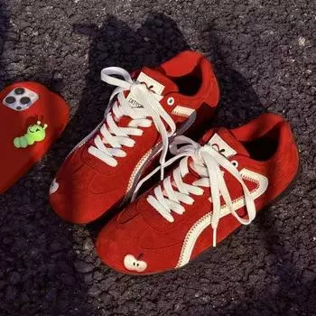 Spring and summer shoes thin-soled red racing shoes new casual sports shoes 35 красный
