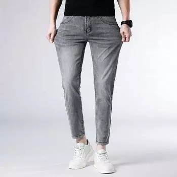 Spring and Summer Slim Feet Nine-point Jeans Men s Stretch Casual 9-point Trousers 28