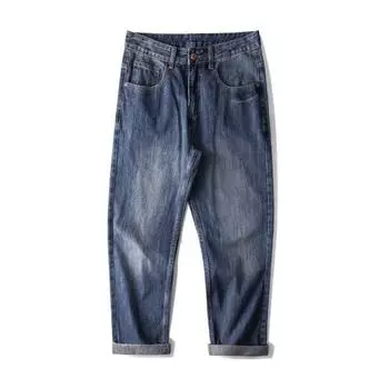 Spring and Summer Thin Jeans Classic Loose Straight-fit Versatile Jeans 28 синий