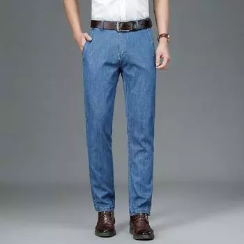 Spring and Summer Thin Pure Cotton Denim Casual Straight Loose Dad Suit Middle-aged and Elderly High Waist Old Business 28