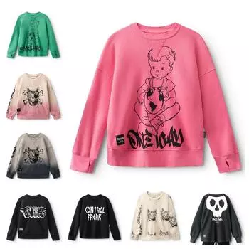 Spring/Autumn Boys Clothing Long Sleeve Tshirt Children Crewneck Pullover Shirt Cute Print Tees Toddler Girls Fashion Tops 90