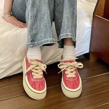 Spring Autumn Canvas Shoes for Women High on Platform Vulcanized Shoe Korean Original Sale Offer New In H Stylish Woman Footwear 35