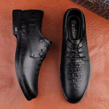 Spring Autumn Men s Genuine Leather Shoes Soft Sole Comfortable Formal Dress Shoes Pointed Business Shoes Men s Wedding Shoes 36 чёрный