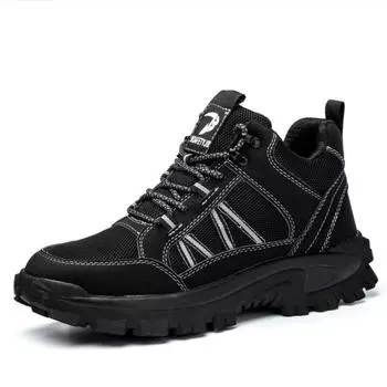 Spring/Autumn New 2024 Fashion Labor Boots For Men Waterproof Steel Toe Cap Safety Work Shoes Sneakers Male Footwear 39 коричневый