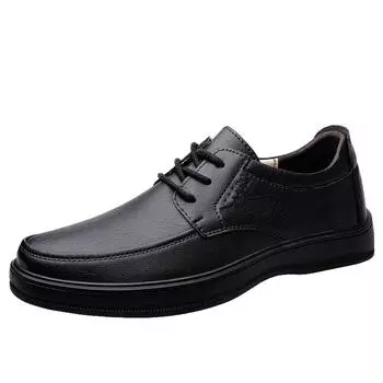 Spring Autumn Versatile New Men s Genuine Leather Shoes Lace Up Business Dress Shoes Men s Work Casual Shoes Free Delivery 38 чёрный