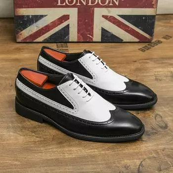 Spring black white leather shoes for men High quality wedding Dress shoes Business office loafers men shoe Luxury designer shoes 38