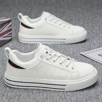 Spring board shoes flat comfortable simple wear-resistant trend casual shoes student outdoor soft sole Internet celebrity street shot men s shoes 39 белый